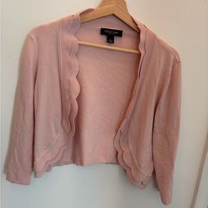 Perceptions Women's Light Pink Scalloped Shrug